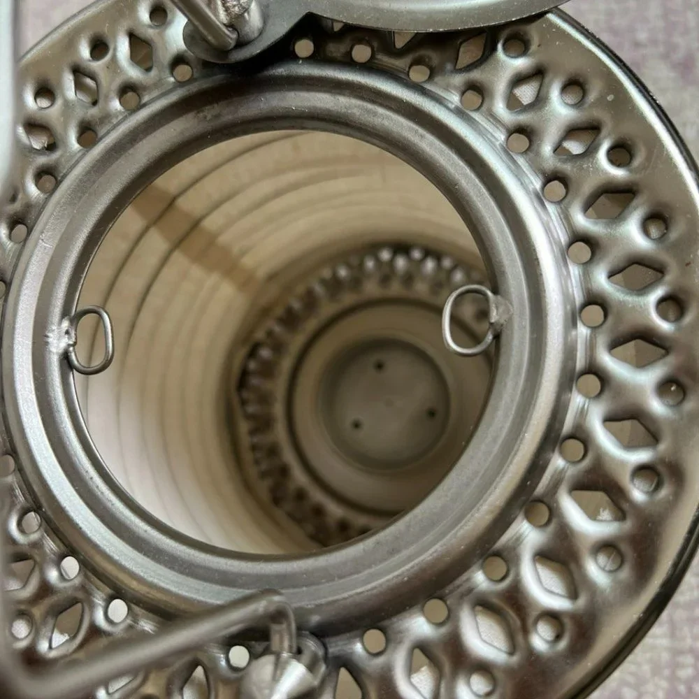 Pottery Barn Accordion‎ Lantern For Votive Candle White Silver Hanging